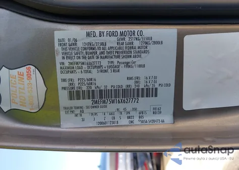 2006 Mercury Grand Marquis Ls from USA, damaged, VIN 2MEFM75W16X627772